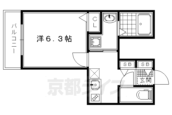 エスペレ西陣(1K/2階)の間取り写真