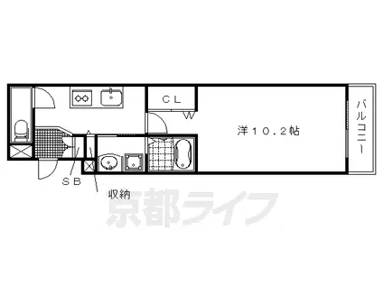京阪電気鉄道鴨東線 出町柳駅 徒歩8分 4階建 築11年(1K/2階)の間取り写真