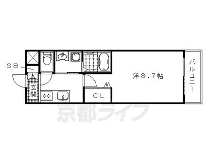 京阪電気鉄道鴨東線 出町柳駅 徒歩8分 4階建 築11年(1K/3階)の間取り写真