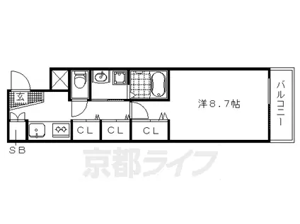 京阪電気鉄道鴨東線 出町柳駅 徒歩8分 4階建 築11年(1K/1階)の間取り写真