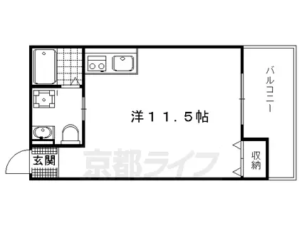 京都市烏丸線 北山駅(京都) 徒歩25分 2階建 築11年(ワンルーム/2階)の間取り写真