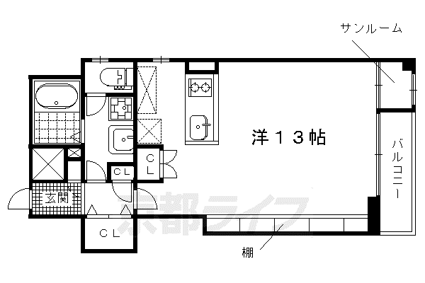 京都市烏丸線 今出川駅 徒歩17分 3階建 築11年(ワンルーム/1階)の間取り写真