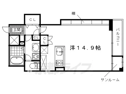 京都市烏丸線 今出川駅 徒歩17分 3階建 築11年(ワンルーム/1階)の間取り写真