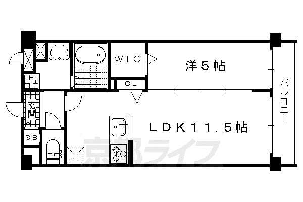 京都市烏丸線 北大路駅 徒歩10分 5階建 築11年(1LDK/3階)の間取り写真