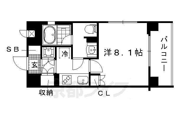 京都市烏丸線 今出川駅 徒歩5分 5階建 築11年(1K/4階)の間取り写真