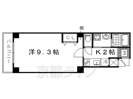 京福北野線 北野白梅町駅 徒歩14分 5階建 築10年(1K/4階)の間取り写真