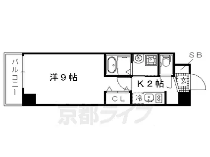  ESCASA京都西陣(1K/4階)の間取り写真