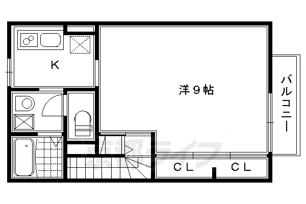 叡山電鉄 一乗寺駅 徒歩7分 2階建 築18年(1K/2階)の間取り写真