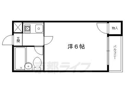 叡山電鉄 一乗寺駅 徒歩9分 3階建 築31年(1K/3階)の間取り写真