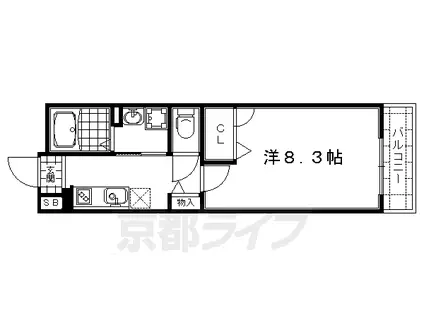 叡風館左京(1K/1階)の間取り写真