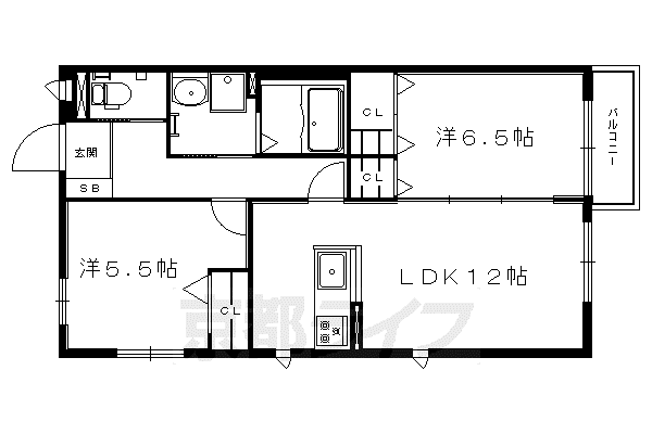 ガーデンコート洛北(2LDK/2階)の間取り写真