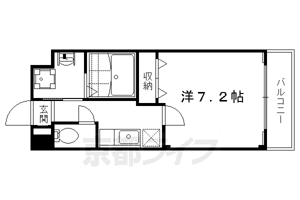 叡山電鉄 修学院駅 徒歩6分 2階建 築17年(1K/1階)の間取り写真