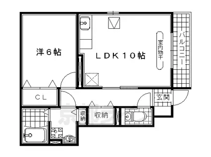 近鉄京都線 久津川駅 徒歩9分 2階建 築17年(1LDK/1階)の間取り写真