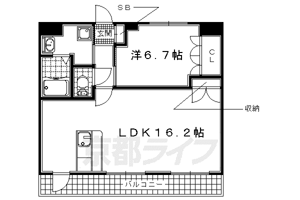 奈良線 城陽駅 徒歩12分 2階建 築17年(1LDK/2階)の間取り写真