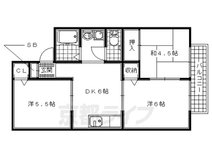 ジョイフルN Y(3DK/1階)の間取り写真