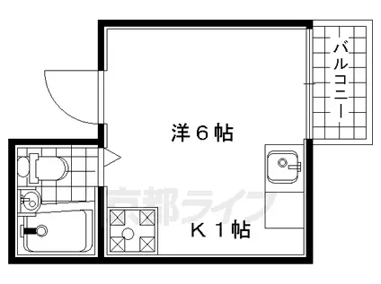 近鉄京都線 向島駅 徒歩20分 3階建 築29年(ワンルーム/3階)の間取り写真