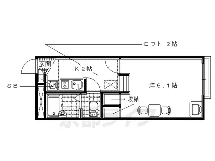 近鉄京都線 大久保駅(京都) 徒歩25分 2階建 築21年(1K/2階)の間取り写真