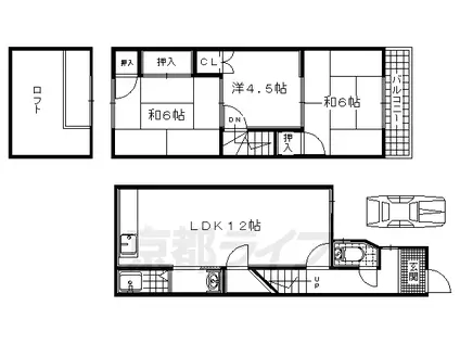 奈良線 宇治駅(ＪＲ) 徒歩15分 2階建 築38年(3LDK)の間取り写真