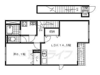 京阪電気鉄道宇治線 三室戸駅 徒歩13分 2階建 築15年(1LDK/2階)の間取り写真