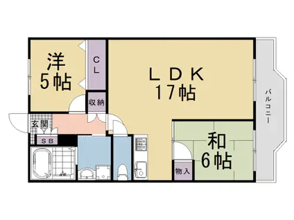 ユニ宇治マンション5号館(2LDK/2階)の間取り写真