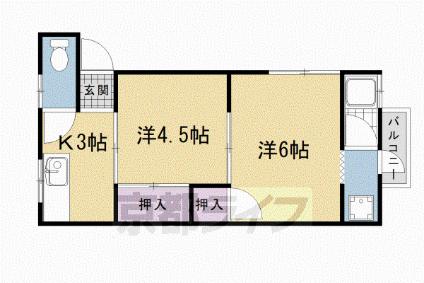 京阪電気鉄道宇治線 木幡駅(京阪) 徒歩6分 2階建 築55年(2K/2階)の間取り写真