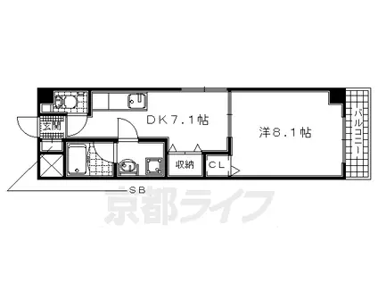 奈良線 城陽駅 徒歩12分 3階建 築15年(1DK/1階)の間取り写真