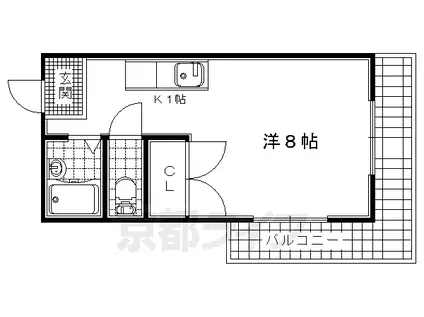 近鉄京都線 伊勢田駅 徒歩7分 3階建 築37年(ワンルーム/3階)の間取り写真