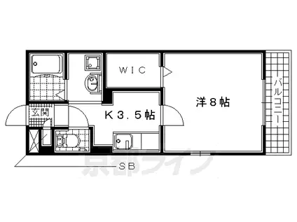 奈良線 ＪＲ小倉駅 徒歩2分 3階建 築15年(1K/2階)の間取り写真