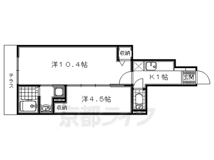 近鉄京都線 小倉駅(京都) 徒歩6分 3階建 築13年(2K/1階)の間取り写真