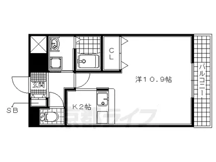奈良線 六地蔵駅(ＪＲ) 徒歩3分 3階建 築13年(1K/1階)の間取り写真