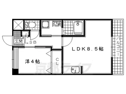奈良線 六地蔵駅(ＪＲ) 徒歩3分 3階建 築13年(1LDK/3階)の間取り写真
