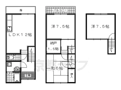 奈良線 山城青谷駅 徒歩5分 3階建 築33年(3SLDK)の間取り写真