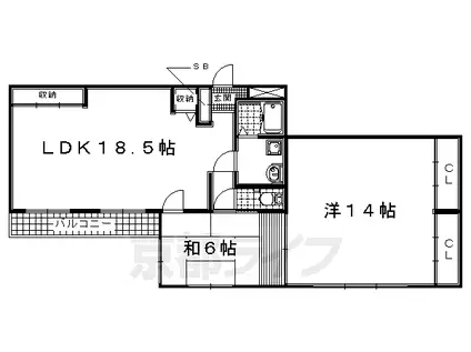 函館本線 稲積公園駅 徒歩10分 3階建 築34年(2LDK/3階)の間取り写真
