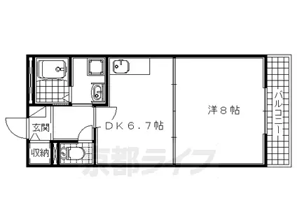 近鉄京都線 富野荘駅 徒歩5分 2階建 築13年(1DK/2階)の間取り写真