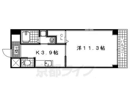 近鉄京都線 小倉駅(京都) 徒歩5分 6階建 築12年(1K/2階)の間取り写真