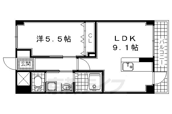 RADIANT(1LDK/4階)の間取り写真