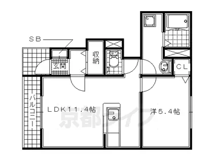 近鉄京都線 久津川駅 徒歩8分 2階建 築12年(1LDK/1階)の間取り写真