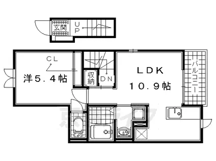 奈良線 宇治駅(ＪＲ) 徒歩5分 3階建 築12年(1LDK/2階)の間取り写真