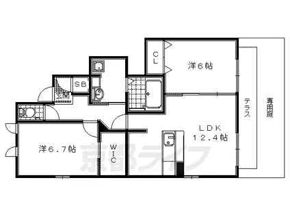 近鉄京都線 伊勢田駅 徒歩23分 2階建 築12年(2LDK/1階)の間取り写真