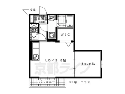 奈良線 新田駅(京都) 徒歩3分 3階建 築12年(1LDK/3階)の間取り写真