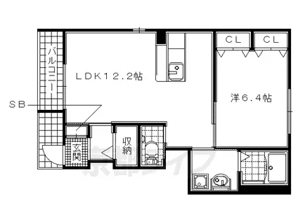 近鉄京都線 伊勢田駅 徒歩37分 2階建 築12年(1LDK/1階)の間取り写真