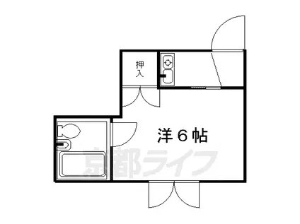 叡山電鉄 元田中駅 徒歩1分 3階建 築36年(1K/3階)の間取り写真