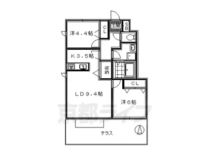 叡山電鉄 八幡前駅(京都) 徒歩12分 2階建 築17年(2LDK/1階)の間取り写真