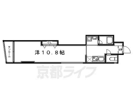 京阪電気鉄道鴨東線 神宮丸太町駅 徒歩8分 3階建 築24年(1K/2階)の間取り写真