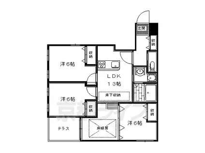 京都市烏丸線 北山駅(京都) 徒歩7分 3階建 築16年(3LDK/1階)の間取り写真