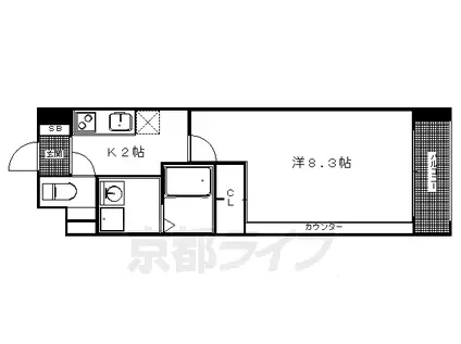 京阪電気鉄道鴨東線 出町柳駅 徒歩5分 5階建 築15年(1K/4階)の間取り写真
