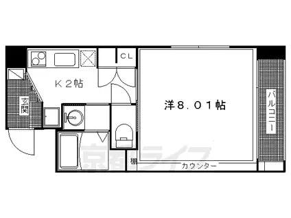 京阪電気鉄道鴨東線 出町柳駅 徒歩5分 5階建 築15年(1K/3階)の間取り写真