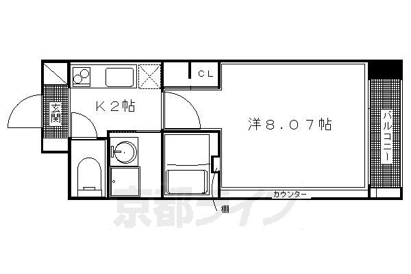 京阪電気鉄道鴨東線 出町柳駅 徒歩5分 5階建 築16年(1K/5階)の間取り写真