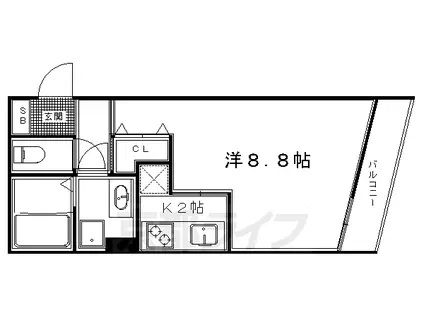 叡山電鉄 元田中駅 徒歩20分 5階建 築15年(1K/3階)の間取り写真