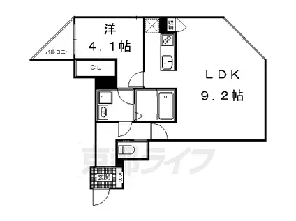ブランネージュ銀閣寺道(1LDK/4階)の間取り写真